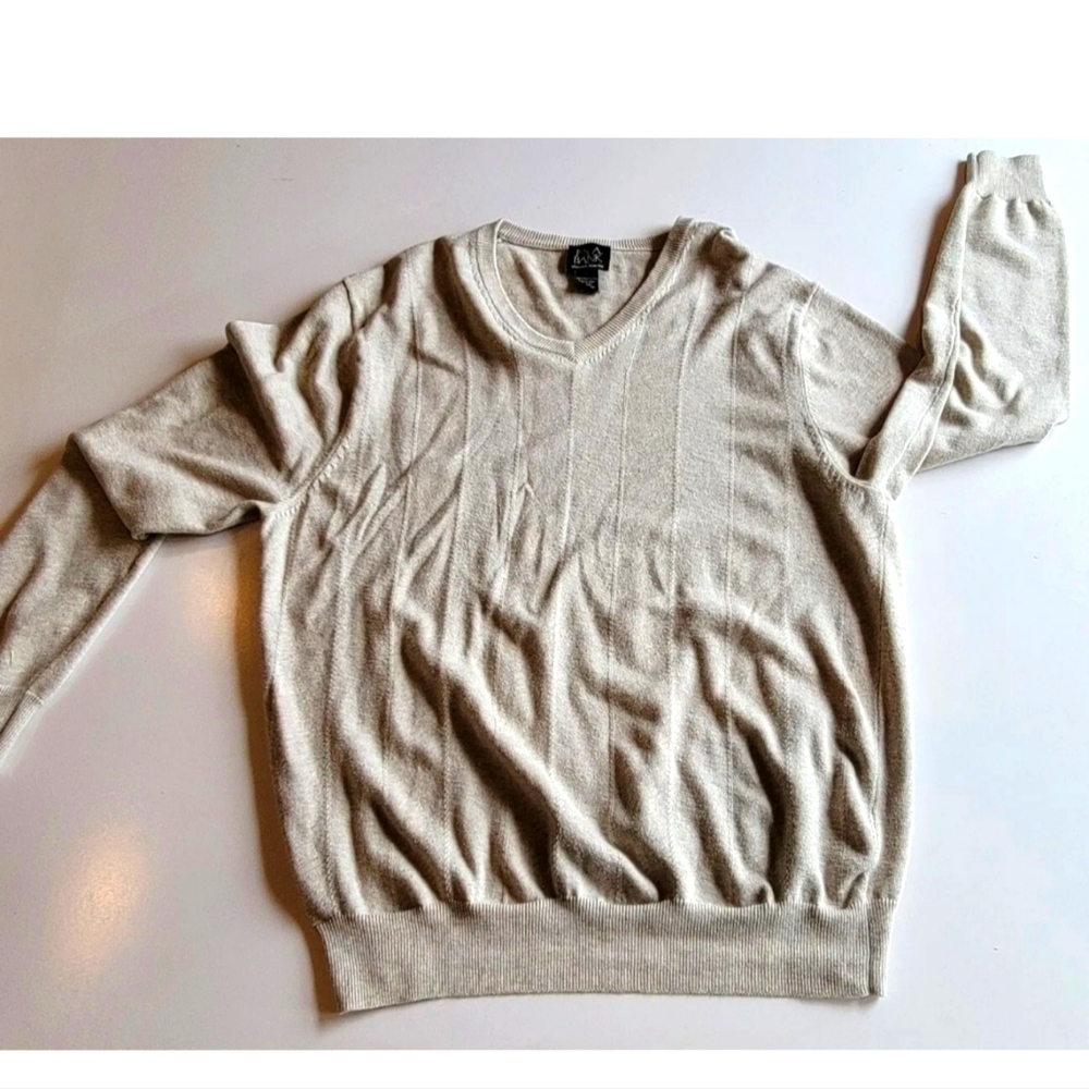 Joseph A Bank Signature Collection 100% Pima Cotton Oatmeal Sweater. Size L